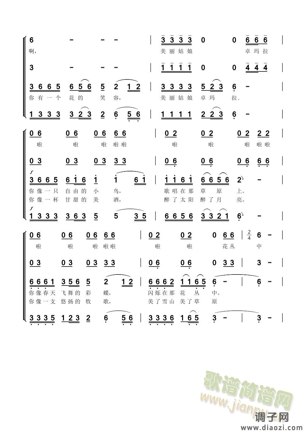 草原上的姑娘卓玛拉