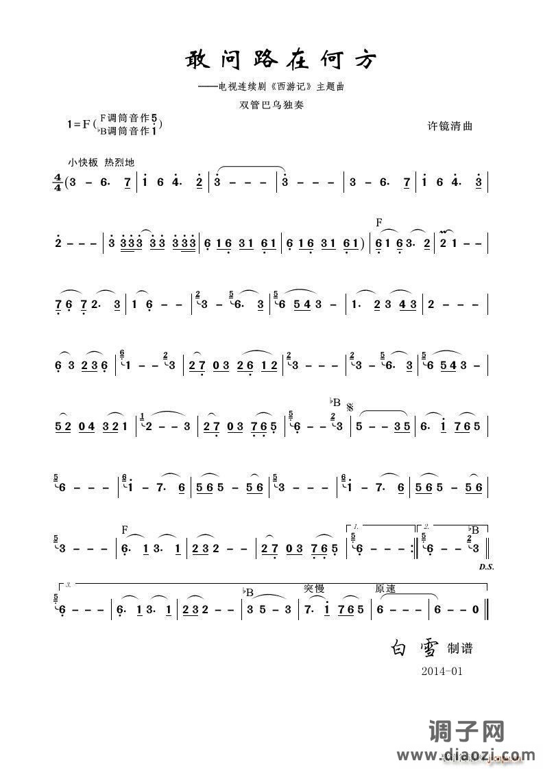 敢问路在何方（双管巴乌）