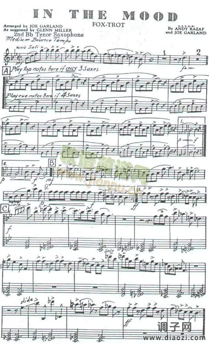 萨克斯爵士乐乐谱