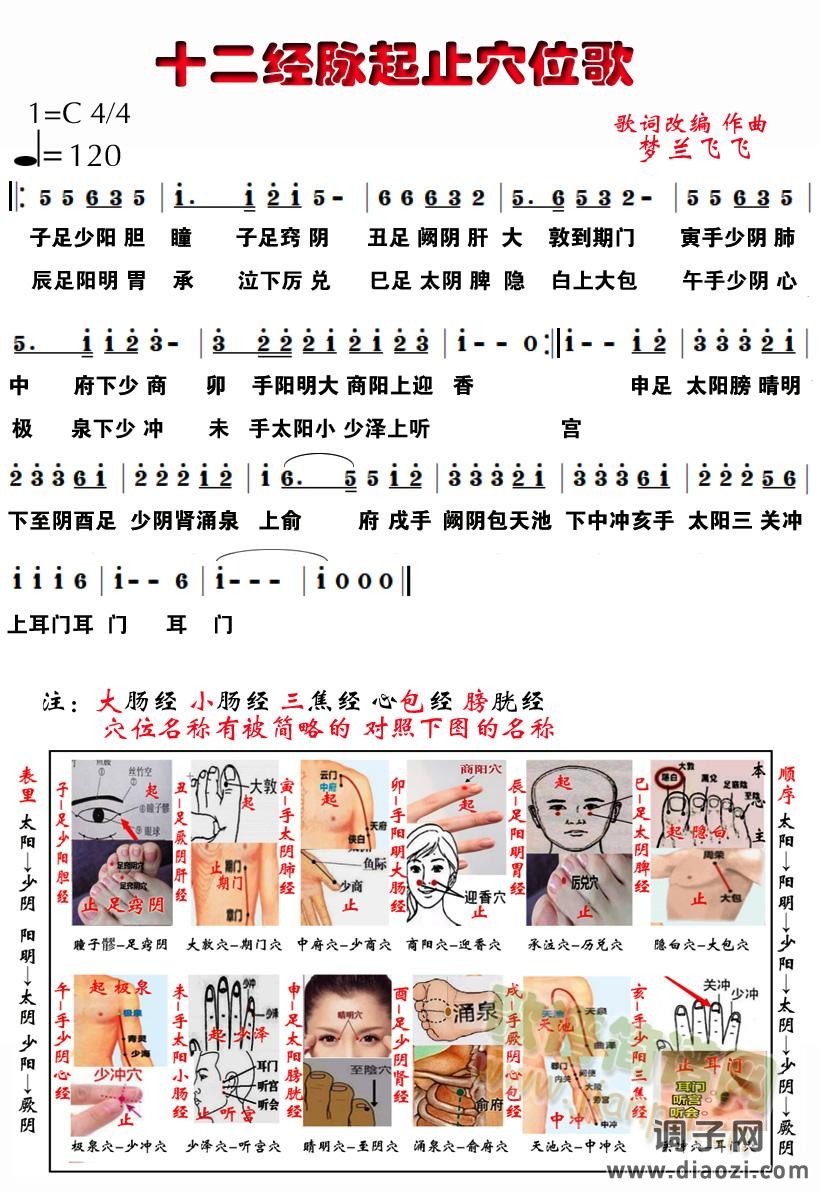 十二经脉起止穴位歌